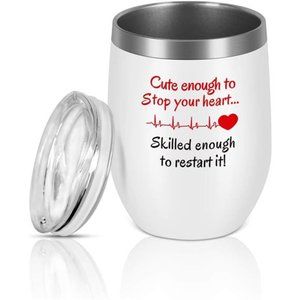 Cute Enough Skilled Enough Nurse Wine Tumbler, Funny Nurse's Day Birthday Gifts